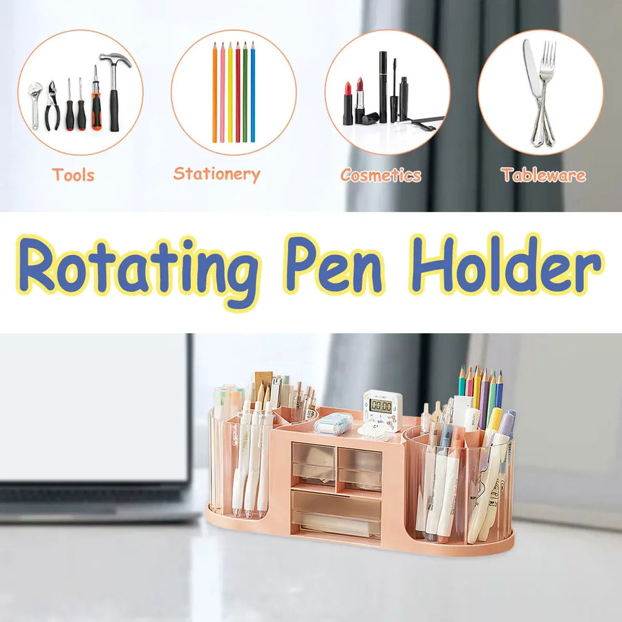 Plastic Rotating Pen Holder Multifunctional Storage for Pens Pencils Markers