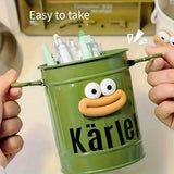 Cartoon Character Pen Holder with Handle for Desk Decor and Storage - Rear View