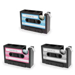 Retro Cassette Tape Style Pen Holder with Tape Dispenser Desktop Organizer - Pink