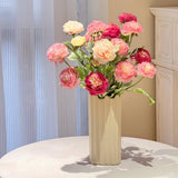 5pcs Artificial Peony Silk Flowers Bouquet Decor Faux Floral Arrangements - Champagne - 45-Degree Angle