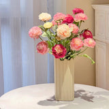 5pcs Artificial Peony Silk Flowers Bouquet Decor Faux Floral Arrangements - Purple Red - Rear View