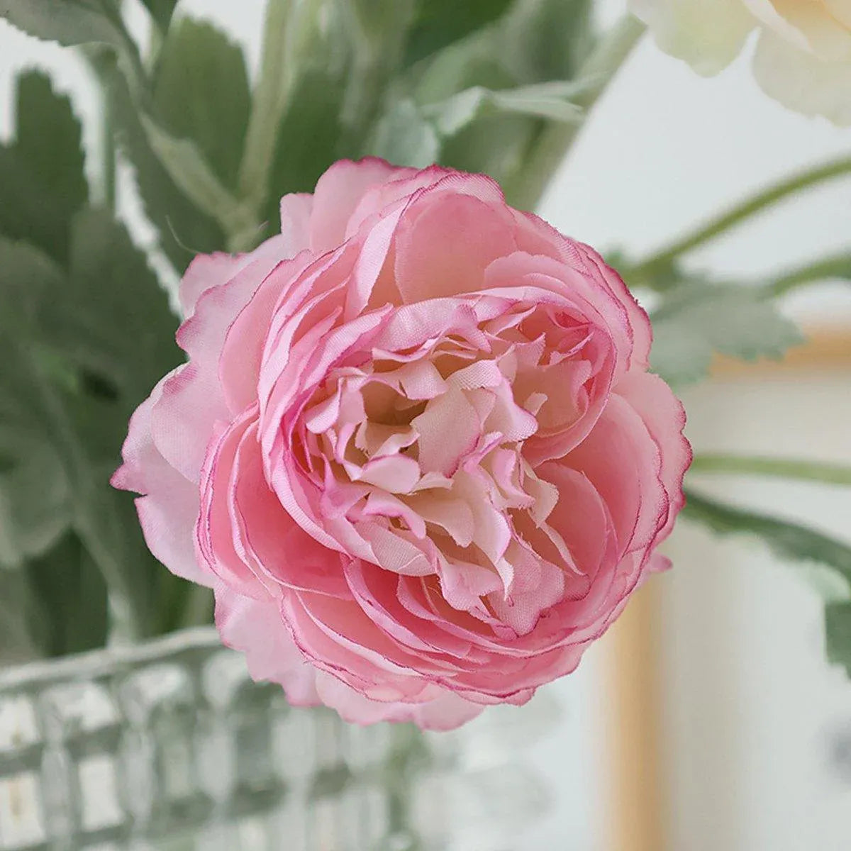 5pcs Artificial Peony Silk Flowers Bouquet Decor Faux Floral Arrangements - Purple Red