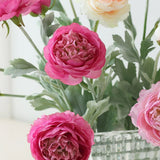 5pcs Artificial Peony Silk Flowers Bouquet Decor Faux Floral Arrangements - Purple Red - Extra Image