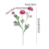 5pcs Artificial Peony Silk Flowers Bouquet Decor Faux Floral Arrangements - Purple Red - Side View