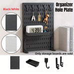 Clip-On Vertical Hole Board Desktop Organizer Punch-Free Office Partition Shelf - White