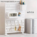 Clip-On Vertical Hole Board Desktop Organizer Punch-Free Office Partition Shelf - White