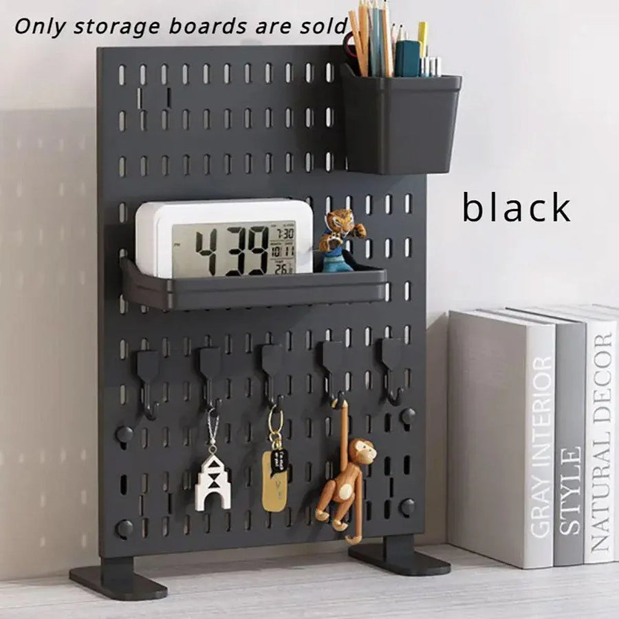 Clip-On Vertical Hole Board Desktop Organizer Punch-Free Office Partition Shelf - White