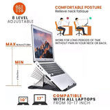 Adjustable Laptop Stand with 360-Degree Base for Desk Riser Home Office Holder - Black - Side View