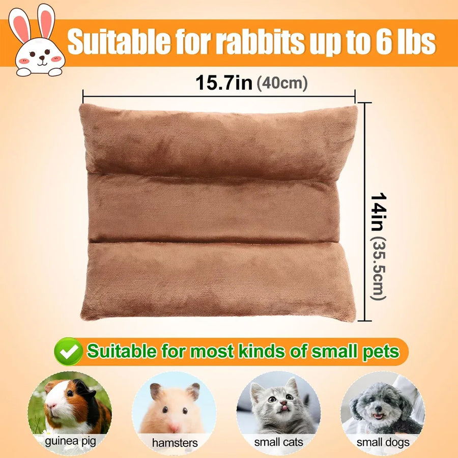 Small Animal Bed Cushion Plush Sleeping Mat for Pet Carrier Cage Nest Hamster - Brown