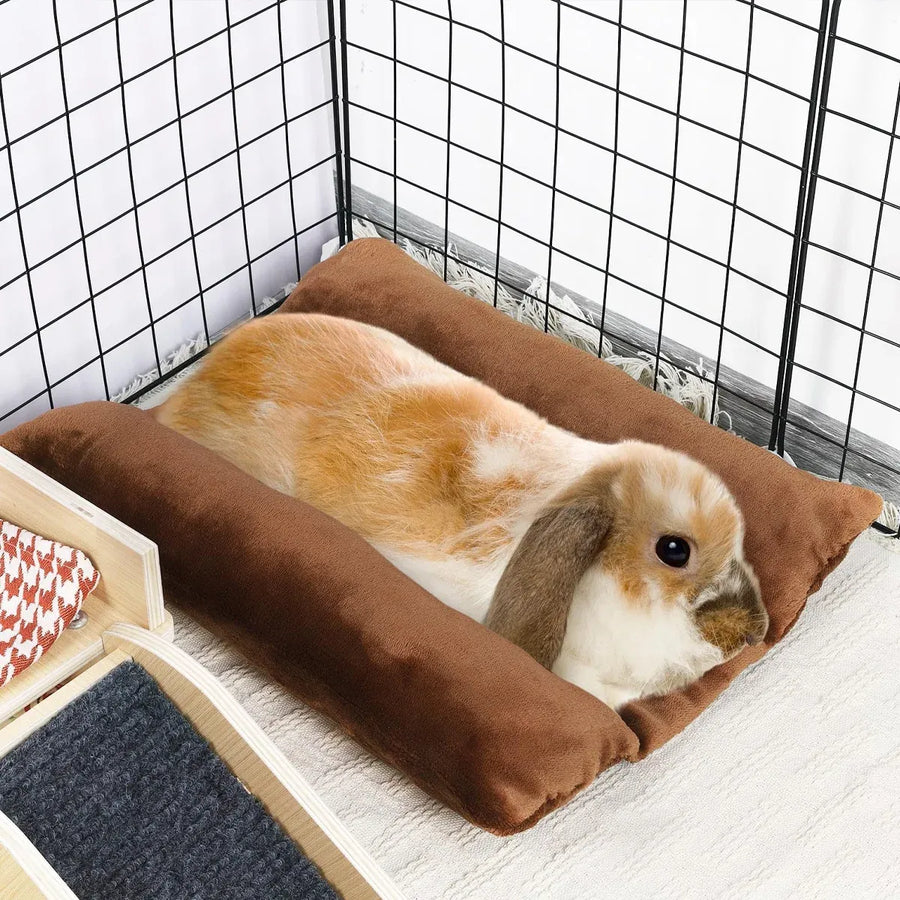 Small Animal Bed Cushion Plush Sleeping Mat for Pet Carrier Cage Nest Hamster - Brown