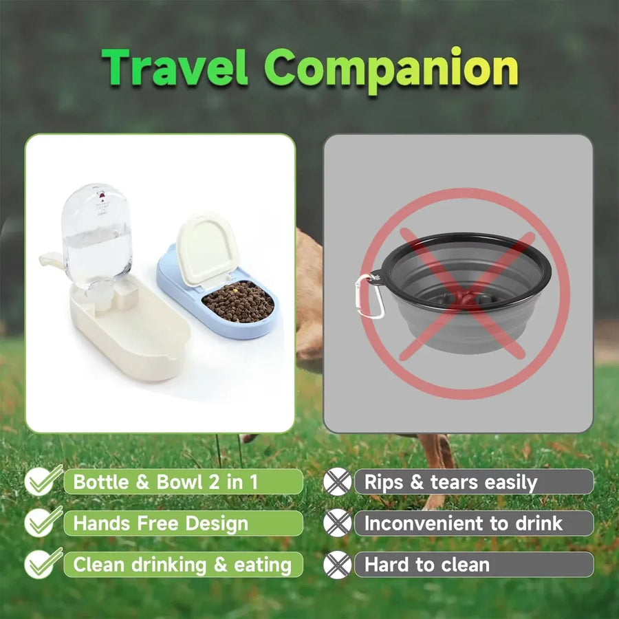 Pet Travel Water Food Cup for Dog Walking Leakproof Portable Lightweight Outdoor - Orange