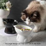 Ceramic Cat Bowl Cute Tall Raised Cat Food Bowl for Pets Eating Comfortably - Green - Extra Image