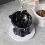 Ceramic Cat Bowl Cute Tall Raised Cat Food Bowl for Pets Eating Comfortably - Green - Extra Image