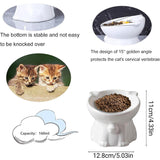 Ceramic Cat Bowl Cute Tall Raised Cat Food Bowl for Pets Eating Comfortably - Pink - Side View