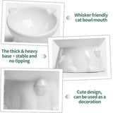 Ceramic Cat Bowl Cute Tall Raised Cat Food Bowl for Pets Eating Comfortably - White - Low Angle