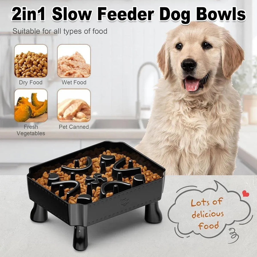 Pet Slow Feeder Bowl Removable Large Capacity Dog Cat Feeding Bowl Anti Slip