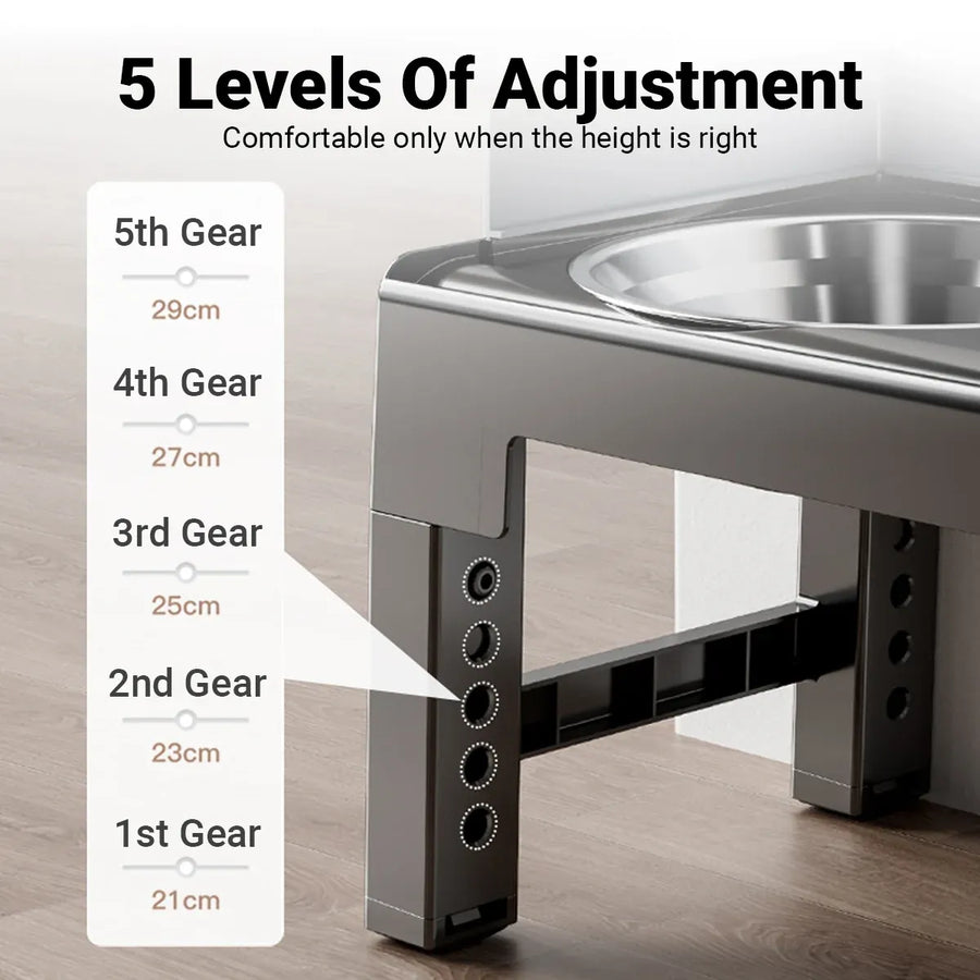 Height Adjustable Pet Feeding Bowl Dog Bowl Elevated Pet Dish Food Water Bowl