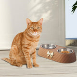 Stainless Steel Double Pet Bowl Non-Slip Anti-Knock Dog Cat Feeder Utensils - Green - Extra Image