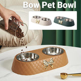 Stainless Steel Double Pet Bowl Non-Slip Anti-Knock Dog Cat Feeder Utensils - Green - Extra Image