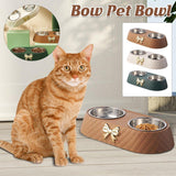 Stainless Steel Double Pet Bowl Non-Slip Anti-Knock Dog Cat Feeder Utensils - Green