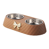 Stainless Steel Double Pet Bowl Non-Slip Anti-Knock Dog Cat Feeder Utensils - Green - Low Angle