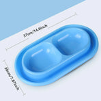 1-Piece Blue Double-Compartment Pet Feeding Bowl