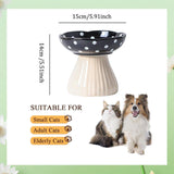 Pet Elevated Mushroom Bowl Ceramic Cat Dog Bowl Dish Food Feeder Raised Cat Bowl - Black - Side View