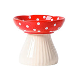 Pet Elevated Mushroom Bowl Ceramic Cat Dog Bowl Dish Food Feeder Raised Cat Bowl - Black - Rear View