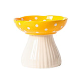 Pet Elevated Mushroom Bowl Ceramic Cat Dog Bowl Dish Food Feeder Raised Cat Bowl - Black - Close-Up Angle