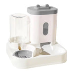 2in1 Pet Bowl Vertical Feeder and Drinker Cat Dog Bowl Water and Food in One - Grey