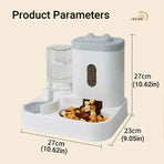 2in1 Pet Bowl Vertical Feeder and Drinker Cat Dog Bowl Water and Food in One - Grey