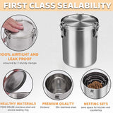 Stainless Steel Pet Food Storage Bucket Dog Cat Grain Container Bin Kitchen - 1600ml - 45-Degree Angle