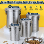 Stainless Steel Pet Food Storage Bucket Dog Cat Grain Container Bin Kitchen - 2500ml