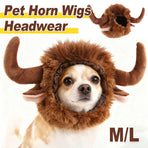 Pet Horn Wigs Headwear Adjustable for Dogs Cats Soft Comfortable Decoration - M