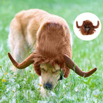 Pet Horn Wigs Headwear Adjustable for Dogs Cats Soft Comfortable Decoration - M
