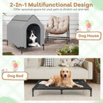 Outdoor Pet Camp Bed with Canopy Large Dogs Mesh Summer Breathable Kennel