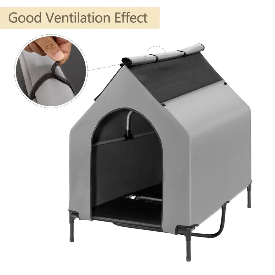Outdoor Pet Camp Bed with Canopy Large Dogs Mesh Summer Breathable Kennel