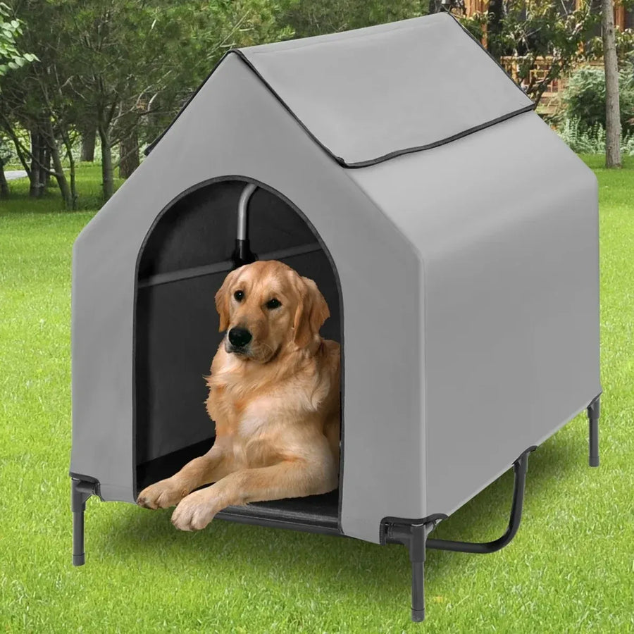Outdoor Pet Camp Bed with Canopy Large Dogs Mesh Summer Breathable Kennel