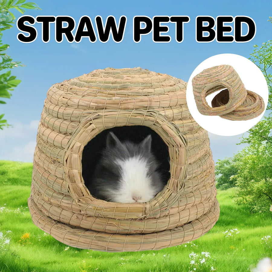 Rabbit Grass Nest Small Pet Breeding Hideout Natural Straw House For Hamster Use