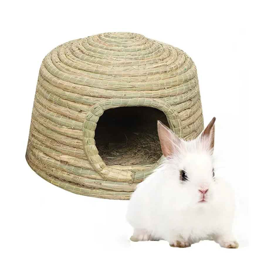 Rabbit Grass Nest Small Pet Breeding Hideout Natural Straw House For Hamster Use