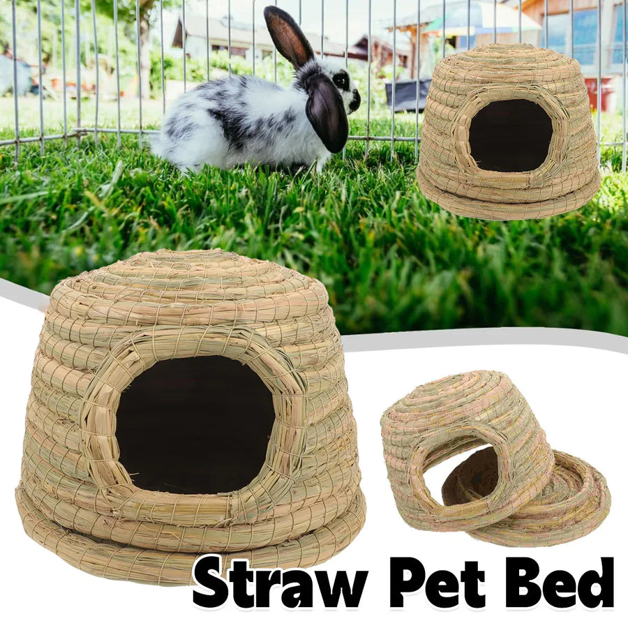 Rabbit Grass Nest Small Pet Breeding Hideout Natural Straw House For Hamster Use