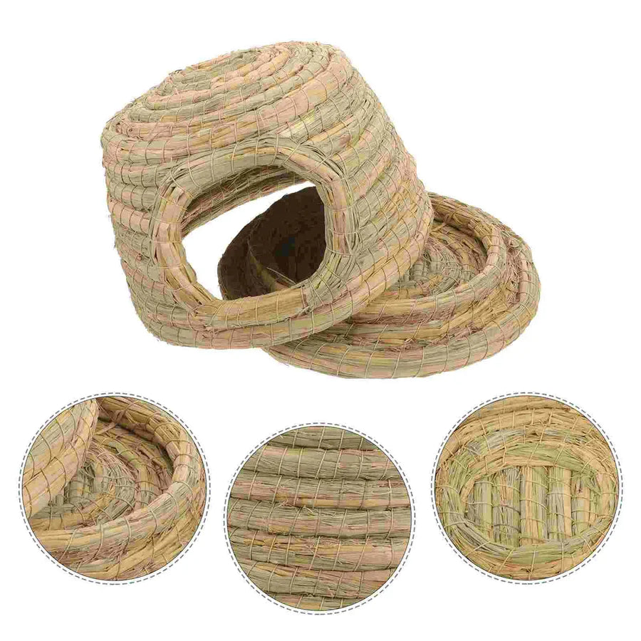 Rabbit Grass Nest Small Pet Breeding Hideout Natural Straw House For Hamster Use