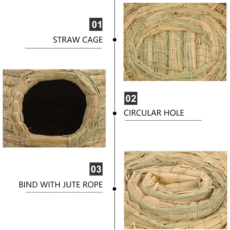 Rabbit Grass Nest Small Pet Breeding Hideout Natural Straw House For Hamster Use
