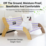 Pet Striped Lounge Bed Pet Nest Soft Cushion Washable Anti Slip Comfortable - Green