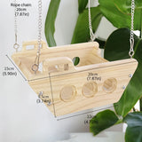 Wooden Cradle Swing Hammock Cage Accessory for Small Pets - Side View