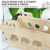 Wooden Cradle Swing Hammock Cage Accessory for Small Pets - Rear View