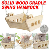 Wooden Cradle Swing Hammock Cage Accessory for Small Pets - Extra Image