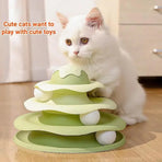 Funny Cat Toy Pet Toys Plastic Tower Interactive Track Ball Playing Game 3 Level - Green