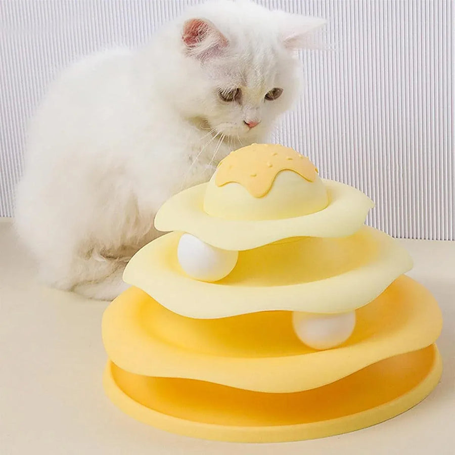 Funny Cat Toy Pet Toys Plastic Tower Interactive Track Ball Playing Game 3 Level - Green