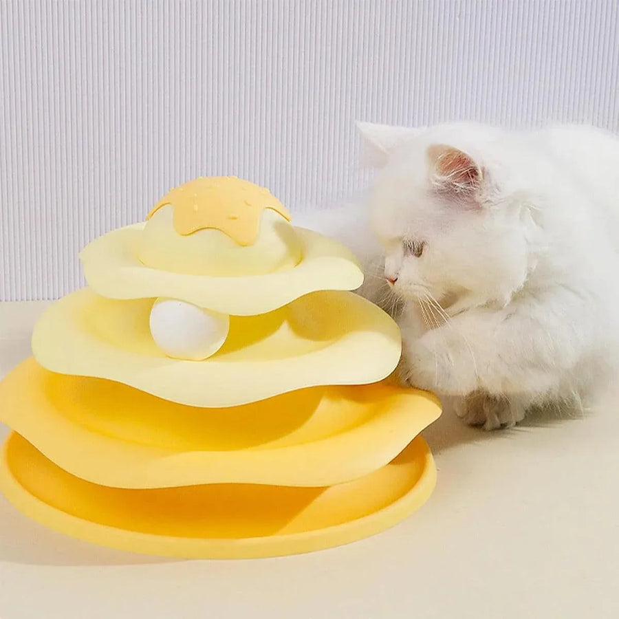 Funny Cat Toy Pet Toys Plastic Tower Interactive Track Ball Playing Game 3 Level - Green